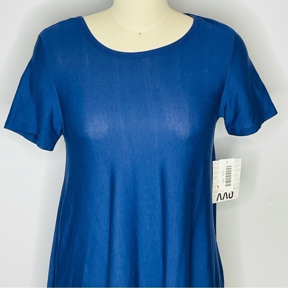 LuLaRoe Carly Dress- Elegant Collection- Blue with Gold Dipped Bottom- Size XXS - Picture 3 of 9